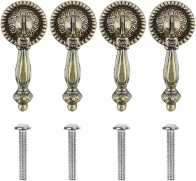 Style1 Ytykinoy 680491387837 4 Pieces Antique Style Bronze Metal Drawer Tear Drop Cabinet - 4pcs