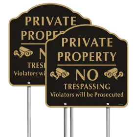 1212nt-12b-2 Yuntarda Large Private Property No Trespassing Sign With 12 Inch Stake X12