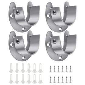 301530 Yuntop 4 Packs Stainless Steel Wardrobe Bracket U-shaped Rod Socket Flange 1-1/4 Inch Di
