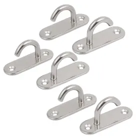 Zaplyte 605322785927 6pcs Stainless Steel 6mm Thick Open Ring Oblong Sail Shade Pad Eye Plate