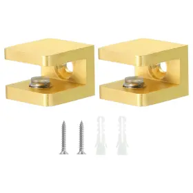 Zaplyte 634149035151 2pcs Glass Shelf Clamp Clip Holder Support For 5-8 Mm Thick Gold