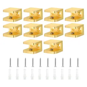 Zaplyte 634149035168 10pcs Glass Shelf Clamp Clip Holder Support For 10-12 Mm Thick Gold