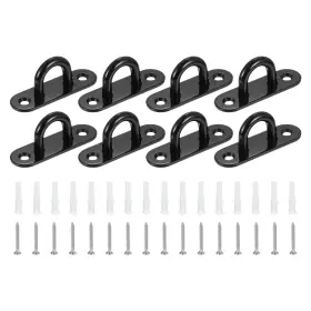 Zaplyte 640283745849 8pcs Pad Eye Plate 3.1 Inch Stainless Steel Ceiling U Hooks With Screws Black