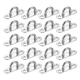 Zaplyte 640283746105 20pcs Pad Eye Plate 2.4 Inch 304 Stainless Steel Ceiling U Hooks Silver