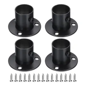 Zaplyte 641832310723 4pcs Stainless Steel Closet Rod Brackets 7/8 Inch Black