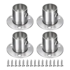 Zaplyte 641832310730 4pcs Stainless Steel Closet Rod Brackets 7/8 Inch Silver Tone