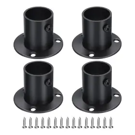 Zaplyte 641832310747 4pcs Stainless Steel Closet Rod Brackets 1 Inch Black