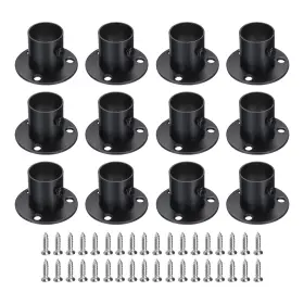 Zaplyte 641832310808 12pcs Stainless Steel Closet Rod Brackets 7/8 Inch Black