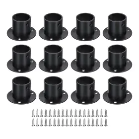 Zaplyte 641832310846 12pcs Stainless Steel Closet Rod Brackets 1.25inch Black
