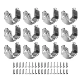 Zaplyte 641832310945 12pcs Stainless Steel Closet Rod Brackets 1 Inch Dia U-shaped Silver
