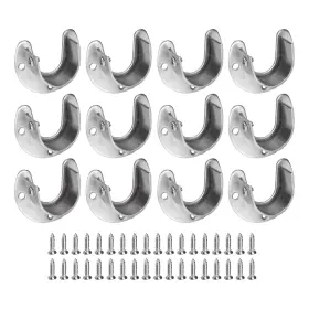 Zaplyte 641832310969 12pcs Stainless Steel Closet Rod Brackets 1.25inch Dia U-shaped Silver