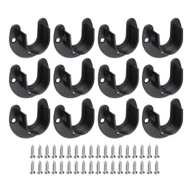 Zaplyte 641832310990 12pcs Stainless Steel Closet Rod Brackets 1 Inch Dia U-shaped Black