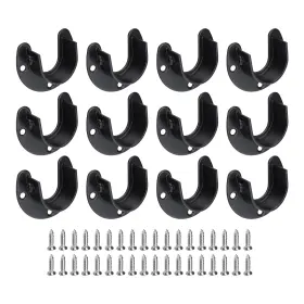 Zaplyte 641832311003 12pcs Stainless Steel Closet Rod Brackets 1.25inch Dia U-shaped Black