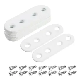 Zaplyte 679209175019 10pcs Flat Straight Brackets 55x5mm Iron Brace Plate With Screws White