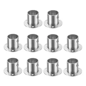 Zaplyte 724117803100 10pcs Stainless Steel Closet Rod Flange Holder 1-1/4 Inch Dia Bracket Silver