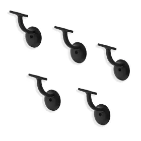 291mb5 Zauyx 5 Pack 3 Inch Matte Black Handrail Stair Brackets - Heavy Duty Support