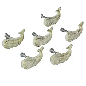 Bea36117-ow6 Zeckos Rustic White Cast Iron Whale 1.25 X 2.25 1 Inch - 6