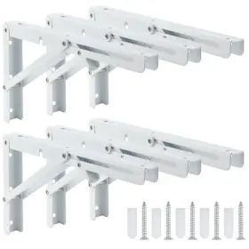 Zeonhak 752496822900 6 Pcs 12 Inch Folding Shelf Brackets White Collapsible Bracket