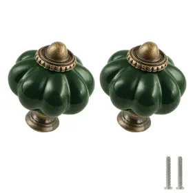 Send-h20220210-024 Zernmiarder Dark Green Pumpkin Knobs 2 Pack Ceramic 1-3/8 Inch