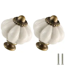 Send-h20220210-069 Zernmiarder Antique White Pumpkin Knobs 2 Pack 1-3/8 Inch