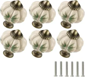 Send-h20220210-087 Zernmiarder Ivory Ceramic Knobs 6 Pack - Pumpkin Cabinet 35mm Light Green