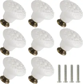 Send240103021fck Zernmiarder White Ceramic Knobs 20 Pack Flower Drawer Pulls Vintage Cabinet