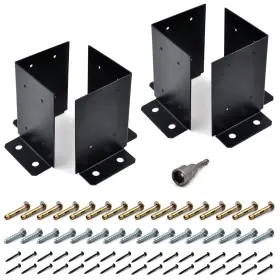 Zhupoub 749877312525 4 Pcs Post Anchor Brackets Kit For 4x4 6x6 8x8 Heavy Duty Wood Fence De