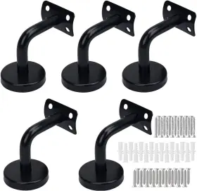 Ziqi 445016247217 Loeqian 5 Pack Black Stainless Steel Handrail Brackets Heavy Duty Staircase Han