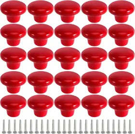 Zoenhou 744358585191 20 Pcs Red Ceramic Cabinet Knobs Vintage Round Door