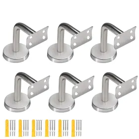 Zoenhou 787823071447 6 Pack Stainless Steel Handrail Brackets Curved For Round Rail