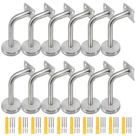 Zoenhou 788510082265 12 Pack Stainless Steel Handrail Brackets Curved For Round