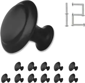 Zonbang 694774912326 12pcs Cabinet Dresser Drawer Knobs Black Kitchen 1.2 Inch