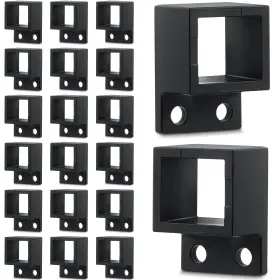 Jax-zonon-1957 Zonon 20pcs 1 Inch X 1-1/8 Black Aluminum Fence Brackets Wall Mount For Rails Residential