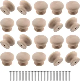 Zorfeter 772324652936 20 Pcs Wood Unfinished Drawer Knobs Mushroom 28x21mm