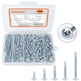 Zgls001 Zushallmy 140 Pcs #8 Self Tapping Screws For 1/2 Inch 3/4 1 1-1/4 2 Silver