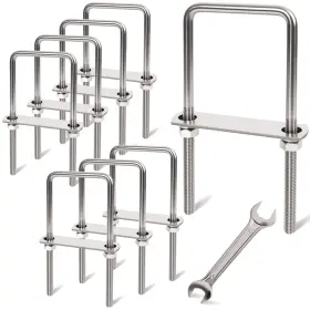 Xu02 Zyuarom 8 Pcs M10 Square U Bolts 3 Inch Wide 3/8 X W 7 L Stainless Bolt Heav