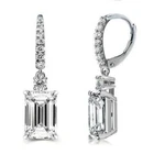 18K White Gold Emerald Cut Cz Lever-back Earrings Made With Swarovski Elements New. Price: $9.99.