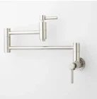 Signature Hardware Contemporary 329627 Wall Mount Pot Filler Faucet Brush Nickel Open. Price: $297.00.