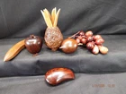 Vtg Wooden Fruit 6 Piece Mid Century Modern Monkey Pod WOOD--C323 Used. Price: $15.49.