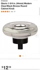 Pack Amerock Glacio 1-3/4 In. Clear/black Bronze Round Cabinet Knob New. Price: $36.69.