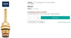 New Grohe Universal 1/2" Cartridge With Lever Handle 07148000. Price: $39.99.