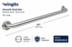 Barra De Agarre Lisa Wingits WGB5SS42, 42" Largo, Acero Inoxidable, Acabado New. Price: $48.00.