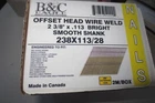 B&c Eagle Offset Head 2000 Framing Nails, Wire Weld, 238X113/33, 3/8" New. Price: $79.99.