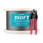 Lichamp 1/8" Stainless Steel Wire Rope Cable, Aircraft 350FT, Silver New. Price: $88.99.