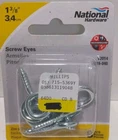 National Hardware 1-3/8" Zinc-plated Screw Eyes N119-040 V2014 New. Price: $8.21.