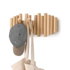 Natural Wood Wall Mounted Coat Rack With 5 Flip Down Hooks By Umbra New. Price: $72.09.