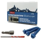 Allkeen 1-1/4" Hex Head Concrete Screws, Anchoring 1/4''X1-1/4'', Blue New. Price: $12.87.
