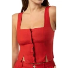 Onia Women's Air Linen Square Neck Top Red Size 2 New. Price: $50.00.