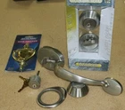 Dexter Outside Handle Set JH58 Schlage Brass Door Knocker & Truguard Deadbolt Open. Price: $50.00.