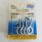 National Hardware Size 8 Screw Eyes Sink Plated N119-263 V2014 Pieces New. Price: $11.48.